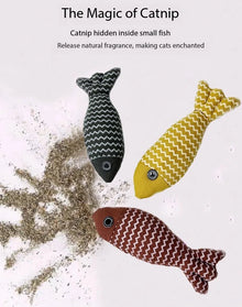 Pet cat toy to relieve boredom and self-entertaining cat imitation hemp cloth cat mint fish tooth grinding training kitten