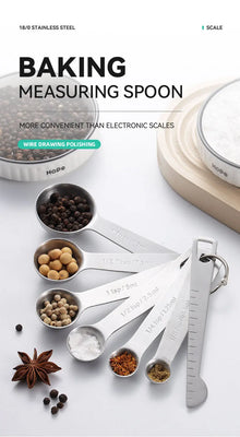 Stainless steel measuring spoon 4/6/7/8 pcs set with scale measuring ruler spoon kitchen coffee baking measuring tool set