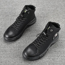 Trendy Breathable Low-Top Fleece-Lined Warm Men's Shoes Autumn/Winter Cow Leather Casual New Thick-Soled Versatile Korean Style