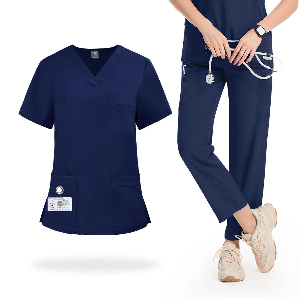 Slim Fit Medical Uniforms Women Scrubs Sets Male Doctors Hospital Nurses Accessories Dental Clinic Spa Salon Workwear Clothes