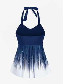 Plus Size Tankini Swimsuit Halter Backless Empire Waist