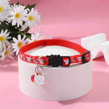Adjustable Pet Cat Collar Quick Release Safety Buckle Anti-lost Cat Necklace Cat Pattern with Cat Face Pendant Bell