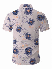 2026 Summer New Style Men's Short-Sleeved Shirt with 3D Flower Pattern Print Street Casual Fashion Comfortable and Soft