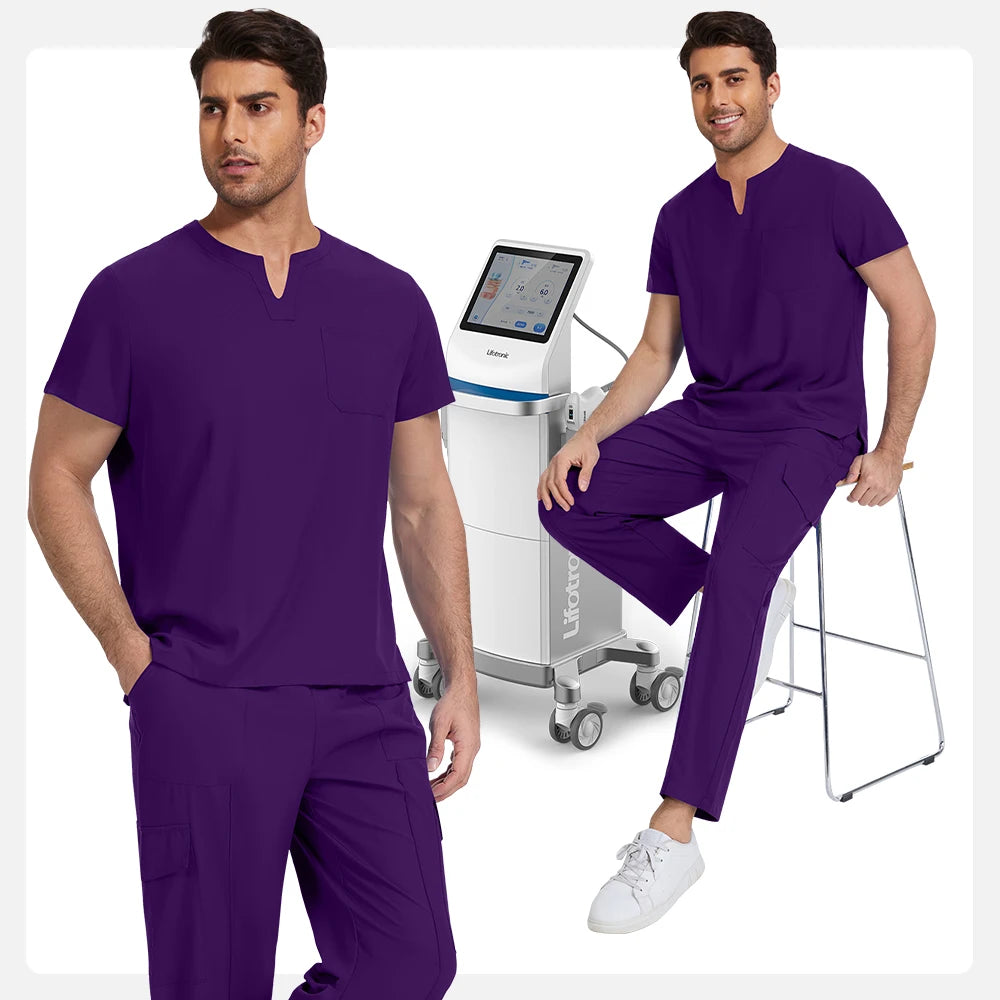 Niaahinn Medical Surgical Uniforms Doctor Costume Men Nurse Surgery Anesthetist Workwear Clinical Nursing Scrubs Tops-Pants Suit