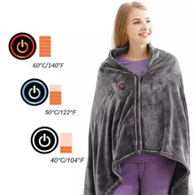 Coral Velvet Heating Blanket 8 Heated Areas 3 Heated Level USB Heating Shawl Wearable Design Fast Heating Electric Blanket