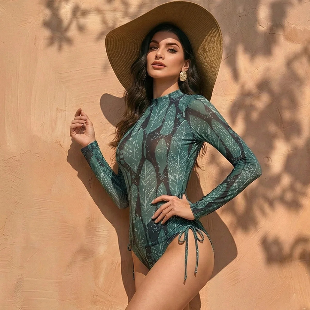 Women's Two Piece Swimwear Long Sleeve Mesh Swimsuit UPF 50+ 2026 New Smart Swimsuit SPF High Elasticity Padded Beachwear