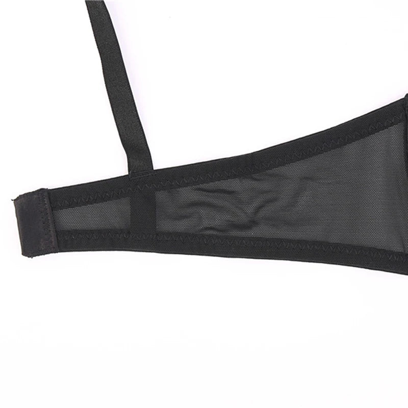 Women's Mesh Bra Underwire Unlined Ultra-thin Brassiere Breathable Fabric Underwear Plus Size