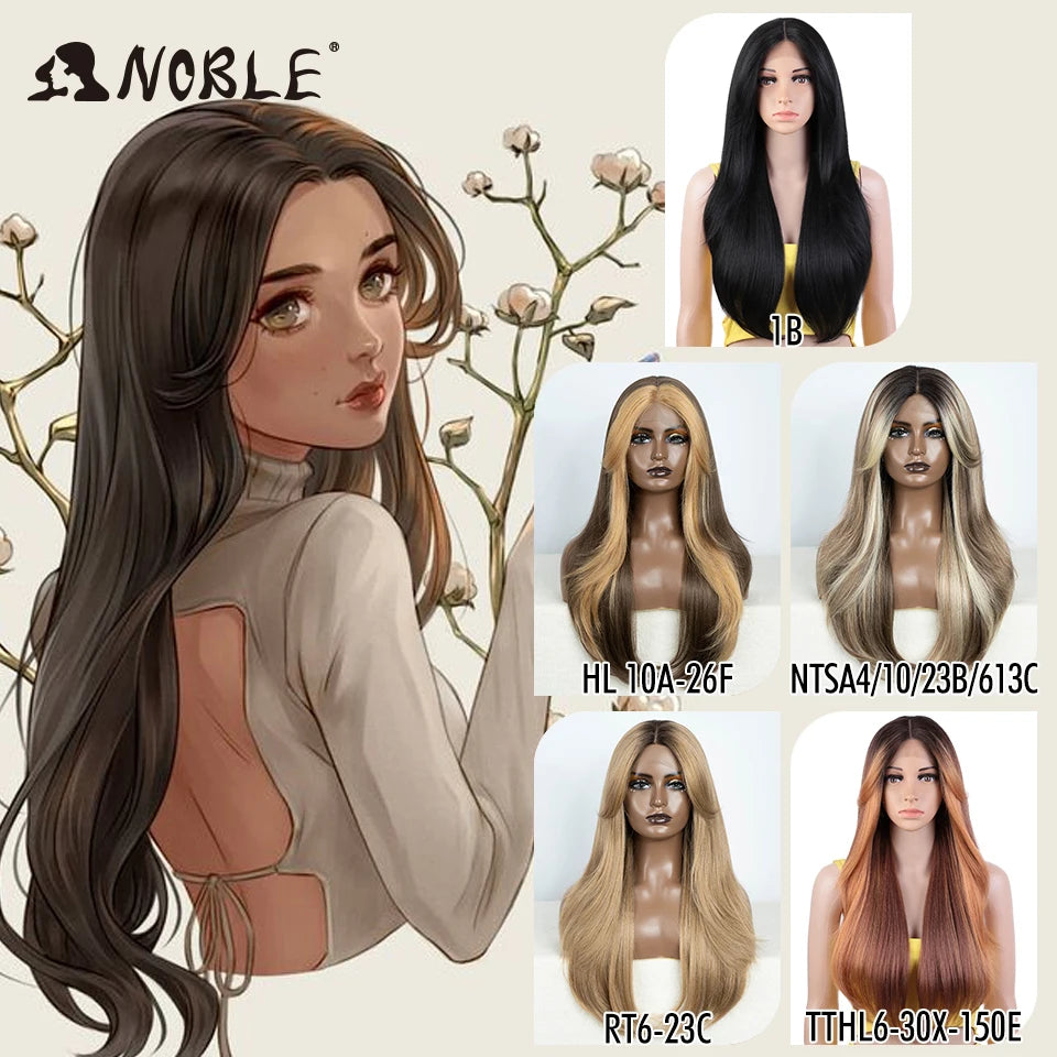Noble 26 Inch Synthetic Lace Front Wig Ombre Blonde Cosplay