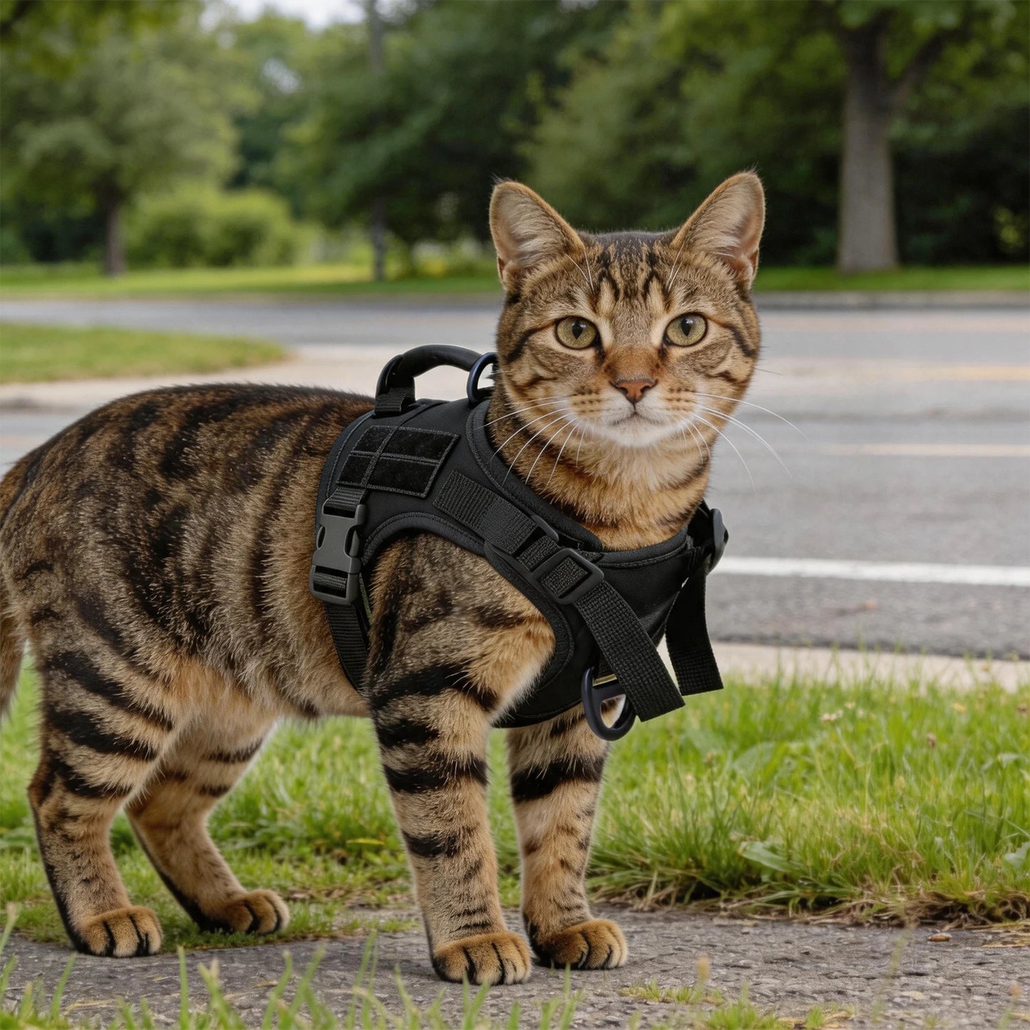Tactical Cat Harness Vest Escape Proof Adjustable Military Cat Vest With Handle For Outdoor Walking Training