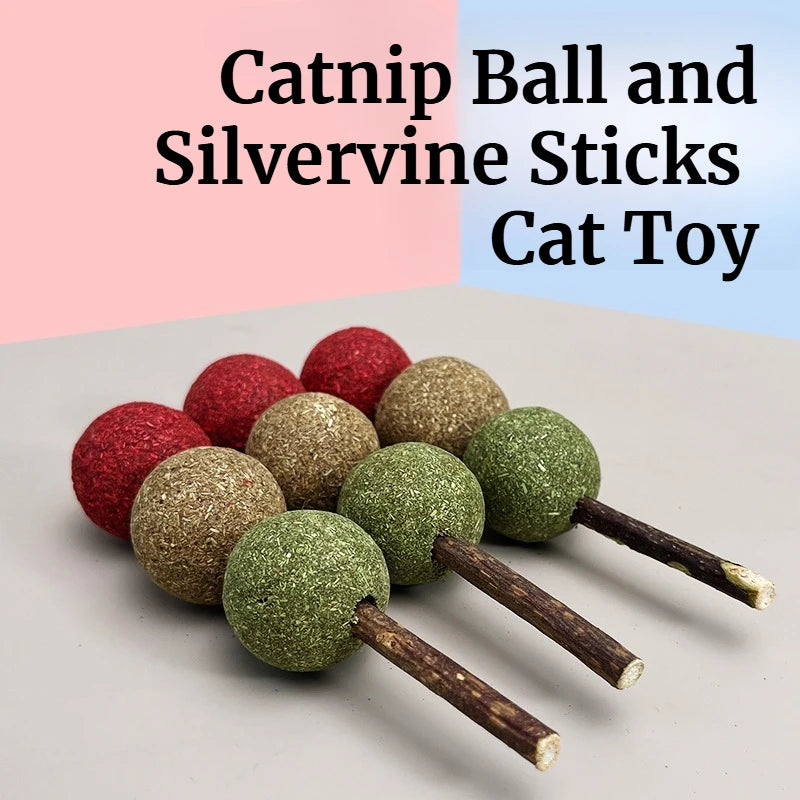 Catnip Ball Stick Cat Grass Toys Cat Catnip Toys,Cat Self-Entertainment Toys, Cat Snacks,Kitty Teeth Cleaning Lick Dental Toys