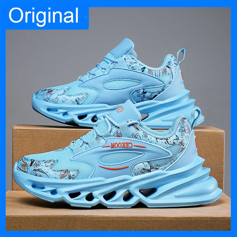 Men Sports Shoes Breathable Mesh Thick Sole Shock-absorbing Anti Slip Outdoor Fitness Shoes New Durable Light Running Shoes