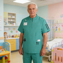 Elastic quick-dry scrub top, men's and women's surgical scrubs for doctors, beauty salon operating room scrub uniforms