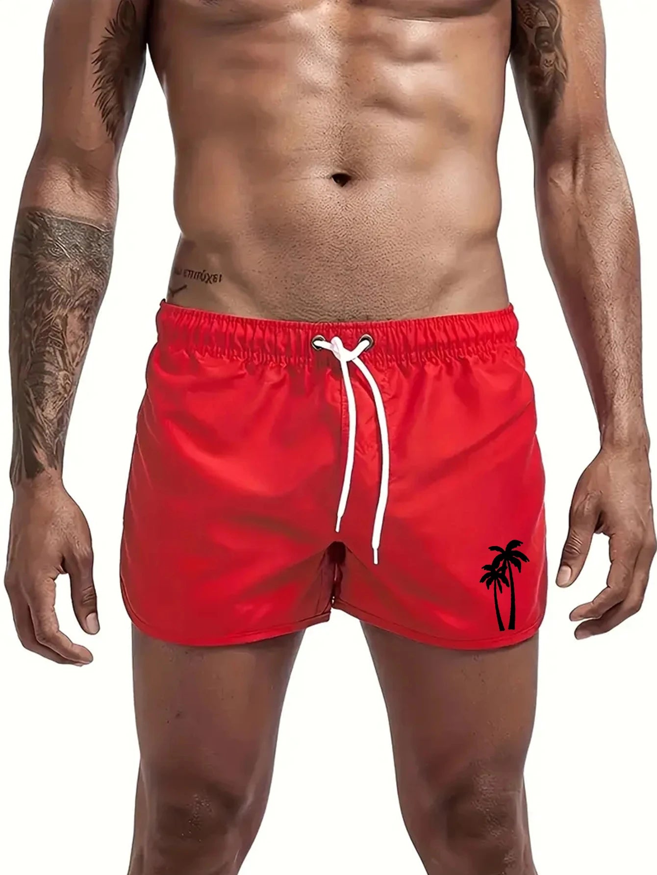 Men's Beach Shorts, Urban Swimwear with Print, Casual Running Pants, Lightweight Quick Drying Shorts for Swimming, Surf, Summer