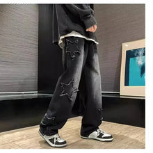 Y2K Clothes Straight Hip Hop Cotton Trousers Pantalon Homme 2024 New Fashion Stars Towel Embroidery Brown Men Jeans Pants