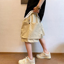 Men Trendy Casual Streetwear Hip Hop Big Pocket Design Cargo Short Pants Y2K 2024 Summer Youth Solid Oversize Baggy Beach Shorts