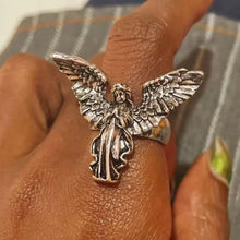 Antique Design Ring Distressed Angel Silver Color Opening Rings Fashion Punk Hip Hop Couple Rings Party Women Men Jewelry Gifts