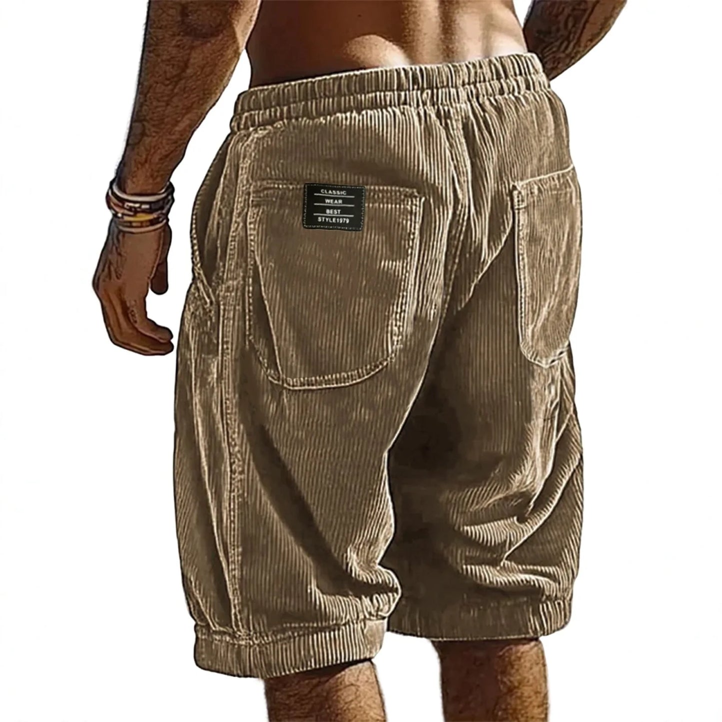 2026 New Men's Retro Corduroy Casual Shorts Men Fashion Solid Sweatpants Harajuku Corduroy Short Pants New Men Clothing Roupas