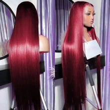 Straight 99J Burgundy Red Synthetic 13x4x1 Lace Frontal Wig
