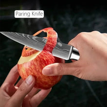 Ensemble de 3 couteaux de cuisine, couteau Santoku damassé au laser, couteau universel, couteau de chef professionnel, couperet à viande, accessoires de cuisine