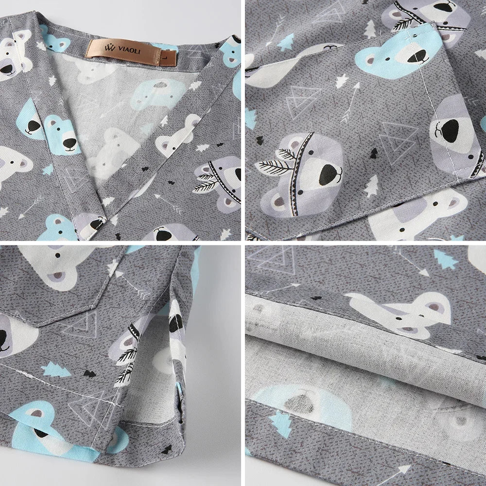 Print Dogs/Cats/Rabbit Scrub Tops Women Men Medical Scrub Shirts Pet Shop Vet Workwear Doctor Nurse Uniform Dentist Overalls Cap