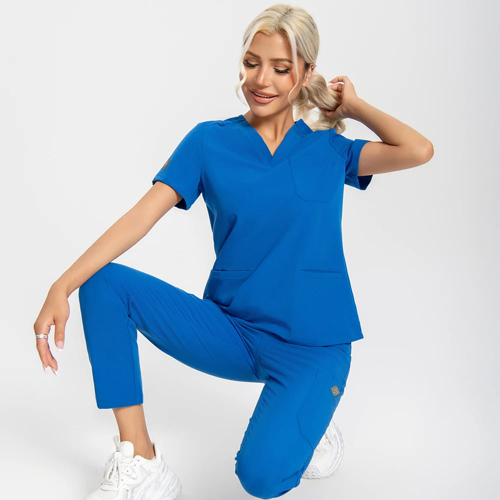 KUNGFU SCRUBS Women Nurse Scrubs Medical Uniform Top Antibacterial Soft Wrinkle-resistant Waterproof T-shirt Pencil Pants