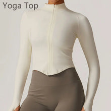 Seamless Zipper Long Sleeve Women Crop Top Yoga T Shirts