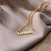 18K Gold Plated Custom Name Necklace with 3mm Figaro Chain for Women Stainless Steel Letters Pendant Choker Personalized Gifts