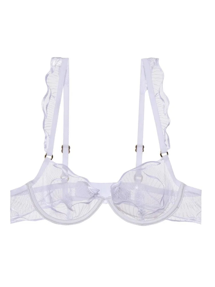 KUCLUTFrenchFlower Embroidery Lace Bra Set Pure Desire Ultra Thin Push Up Wirefree Comfort Romantic Niche Bralette S-XL MOYISU