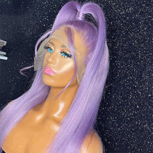HD Purple 13x4 Straight Lace Frontal Wigs Light Purple Colored Lace Front Wig For Women Transparent Glueless Wigs Pre Plucked
