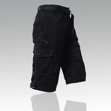 Mens Cargo Shorts 100% Cotton Casual Running Shorts Elastic Waist Hiking Outdoor with a Belt