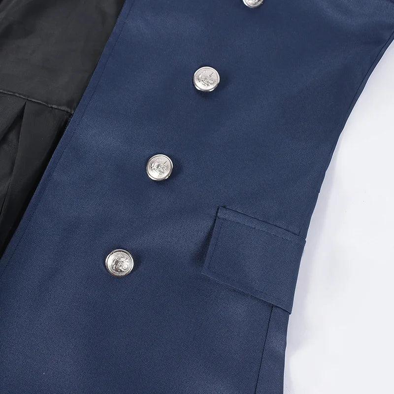 S-5XL Plus Size Men Gothic Trench Medieval Steampunk Retro Style Long Jackets Double-breasted Solid Men's Vintage Long Jackets