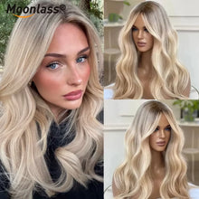 Moonlass Champagne Platinum Salon Hair Body Wave 100%Human Hair Wig 13x6Lace Front Wigs 180% Density Preplucked Transparent Lace