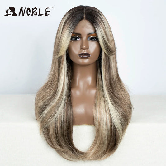 Noble 26 Inch Synthetic Lace Front Wig Ombre Blonde Cosplay