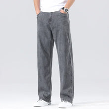 Men's Loose Jeans Summer Fashion Drape Soft Fabric Ultra Thin Pants Wide Legs Ice Silk Lyocell Business Straight Denim Trousers