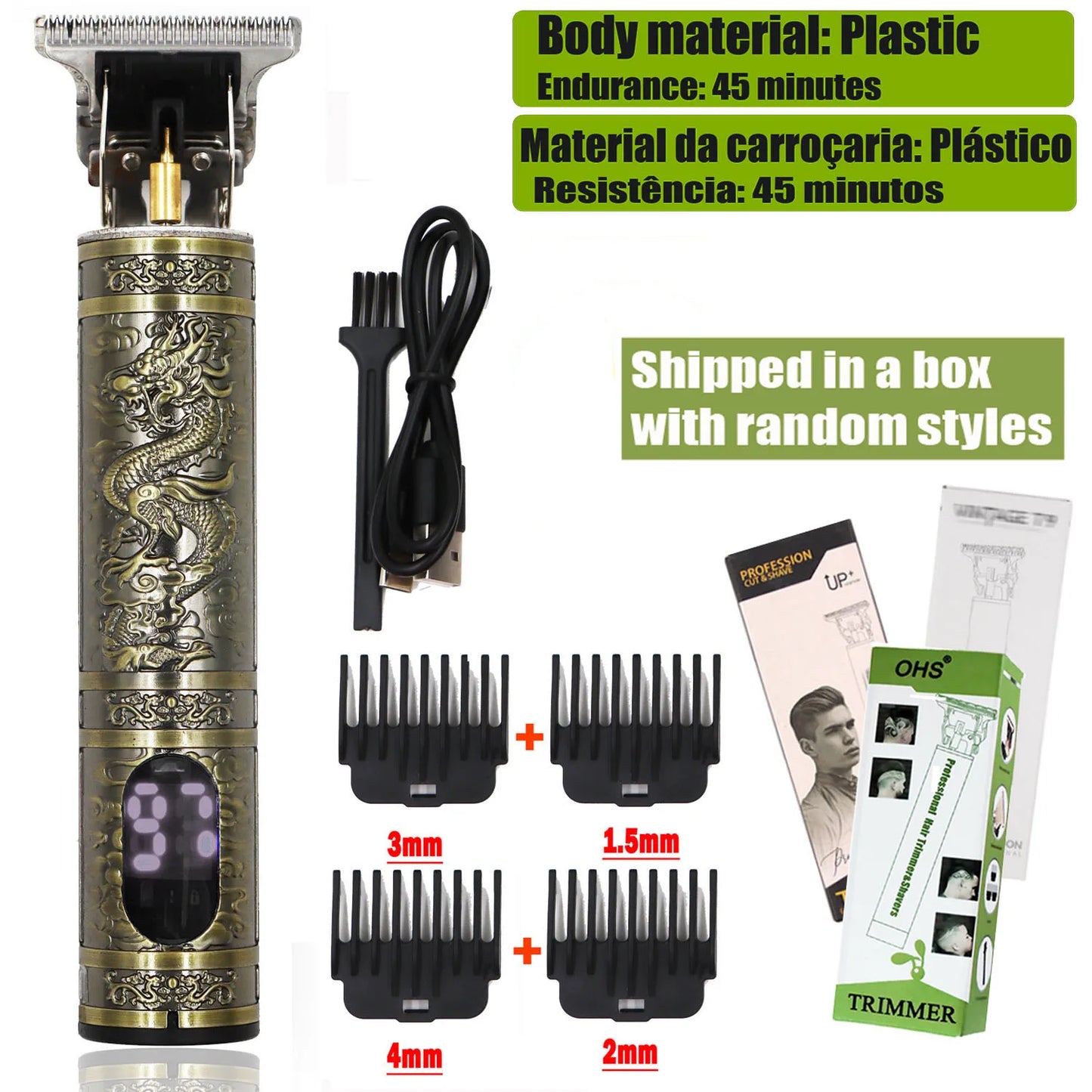 T9 Hair Clipper 0mm Barber Shaver Beard Trimmer Electric