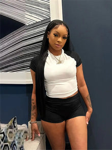 Weird  Puss Sporty Patchwork 3 Piece Set Women Casual Summer Headband+Crop Top+High Waist Bike Shorts Street Matching Tracksuit