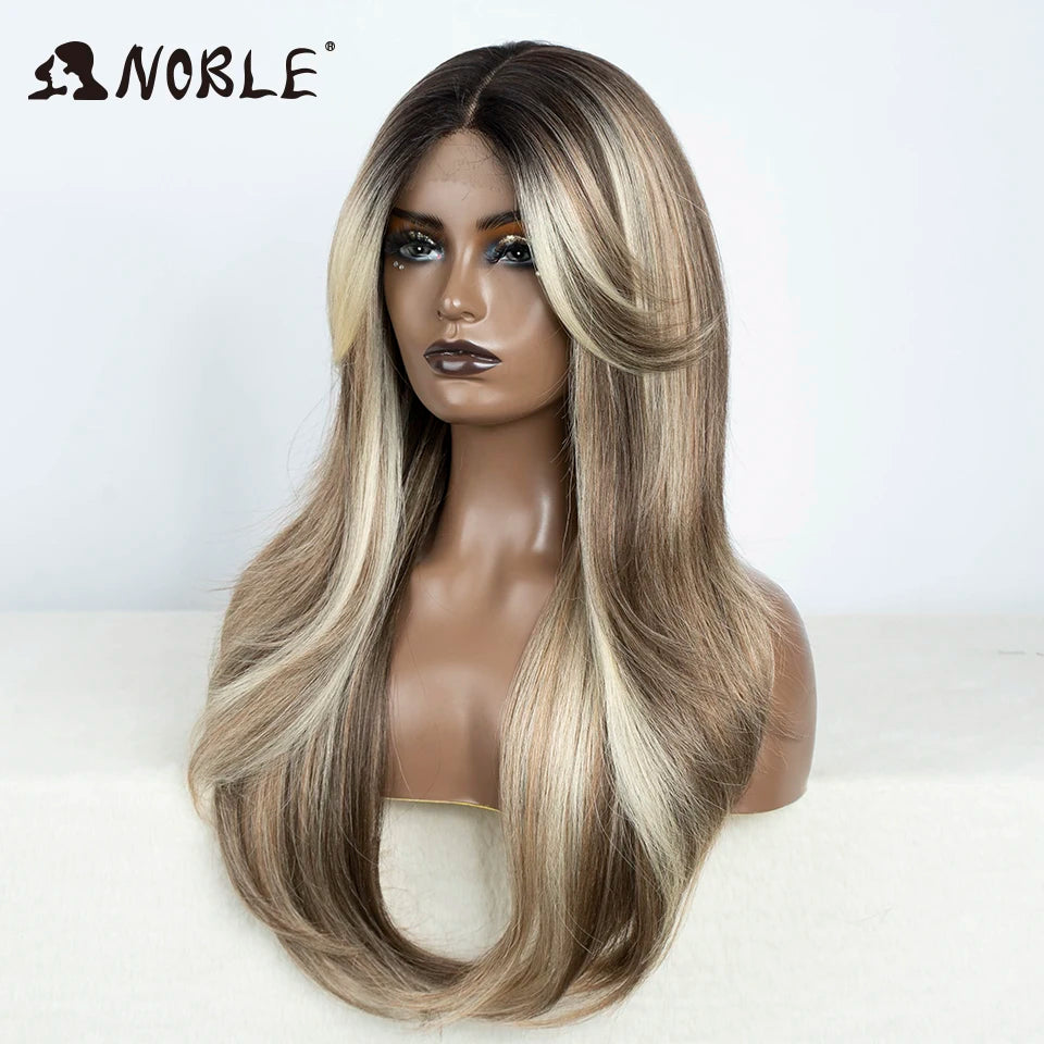 Noble 26 Inch Synthetic Lace Front Wig Ombre Blonde Cosplay