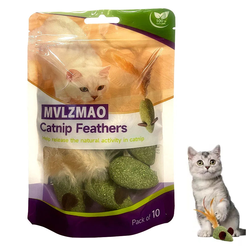 Mouse Mint Ball Feather Catnip Ball Self Cleaning Teeth Grinding Ball Feather Toy Ball Pet Toys Cat Supplies Pet Cleaning Tool