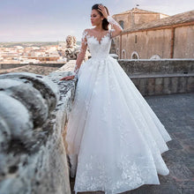 Luxury Wedding Dresses O-Neck A-Line Bridal Gowns Lace Appliques Long Sleeves Robe 2025 Vintage Vestidos De Novia Customized
