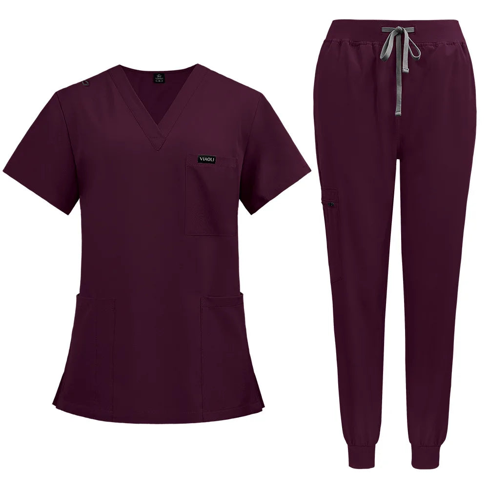 Unisex short sleeved surgical scrub set, skin care and operating room medical staff uniforms, isolation gowns