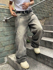 Vintage Men y2k Stretchy Baggy Denim Jeans For Men Fashion Casual pants Streetwear Denim Hip Hop Wide-Leg Straight Trousers