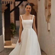 JEHETH Boho Brides Wedding Dresses Spaghetti Straps Square Collar Simple Formal Bride Dress Vintage Long Bridal Gowns Customized