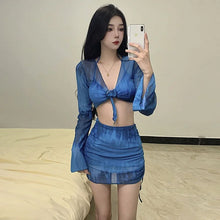 Pure Desire Women's Bikini Swimsuit Set Conservative Slimming Small Chest Gathered Holiday Swimwear Four-Piece Ensemble