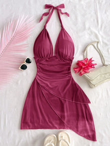 2025 Fashion Design sense Chiffon sleeveless sexy tight deep V short sexy pure backless dress