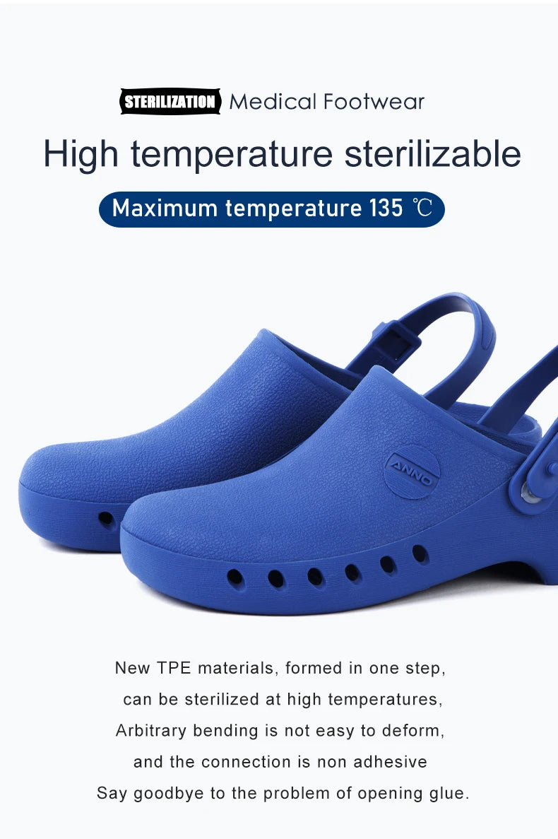 Medical Shoes Clogs with Chip Slot Hospital Foot Wear strap Unisex Wear-Resistant Non-slip High Temperature Disinfection Slipper