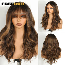 Freedom 6x4 Lace Front Wigs Ombre Brown Blonde Wavy Bangs