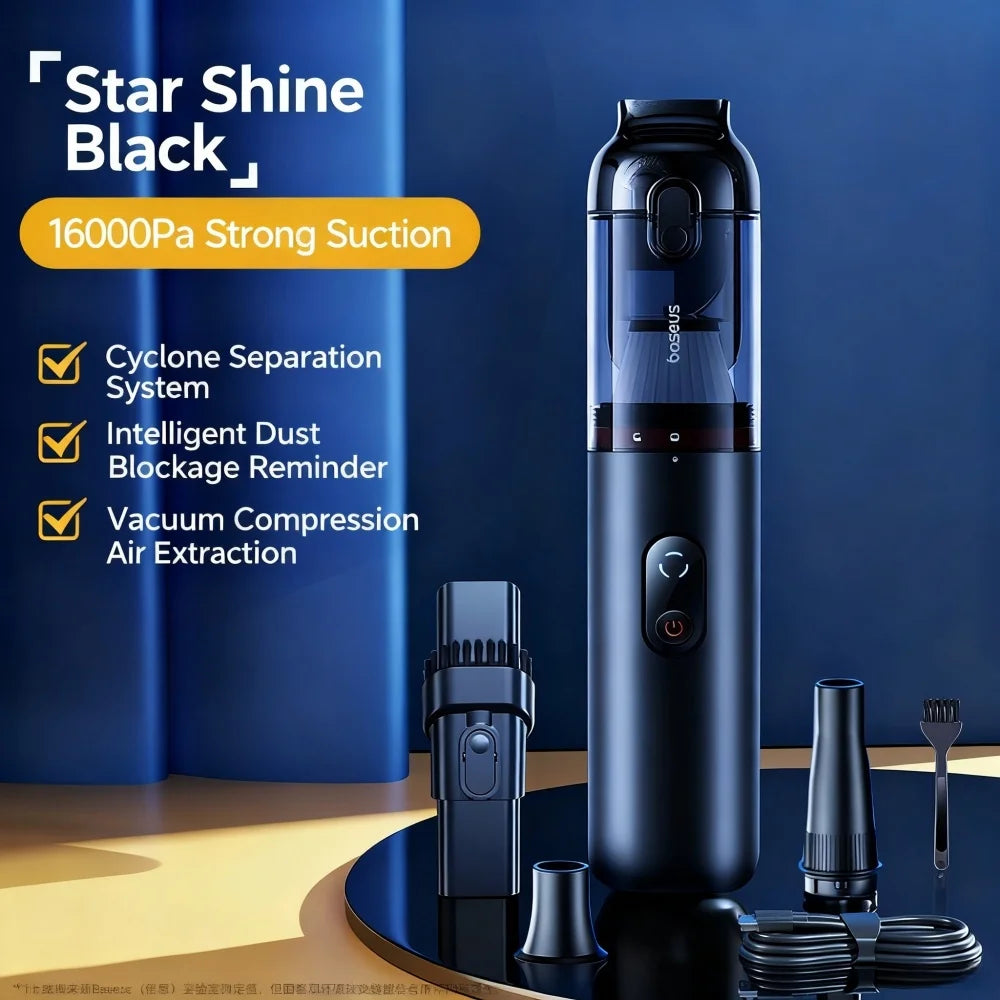 Baseus A5 Wireless Car Vacuum Cleaner 16000Pa for Car Inner Cleaning Home Powerful Portable Handheld Automotive Vacuum Cleaner