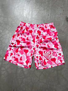 2026 Summer New Men's Shorts with 3D Heart Pattern Print - Street Casual Fashion Comfortable Breathable Lightweight