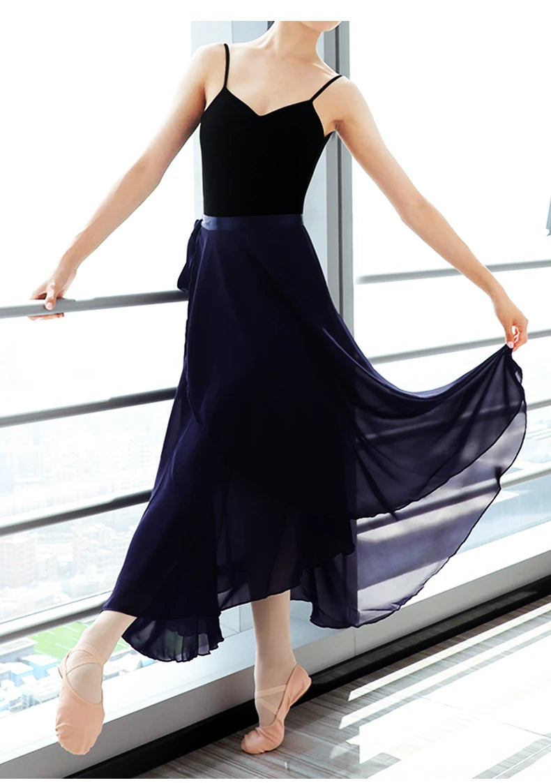 Adult Ballet Wrap Skirt for Women Soft Chiffon Dance Practice Skirt Ballet Class Performance Cover Up