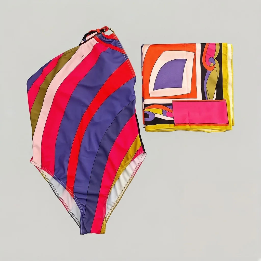2026 Fashion Design Women's Red Scarf Sling Swimsuits Classic Brand Lady Scarf Bikini Sets with Letter Signature Logo